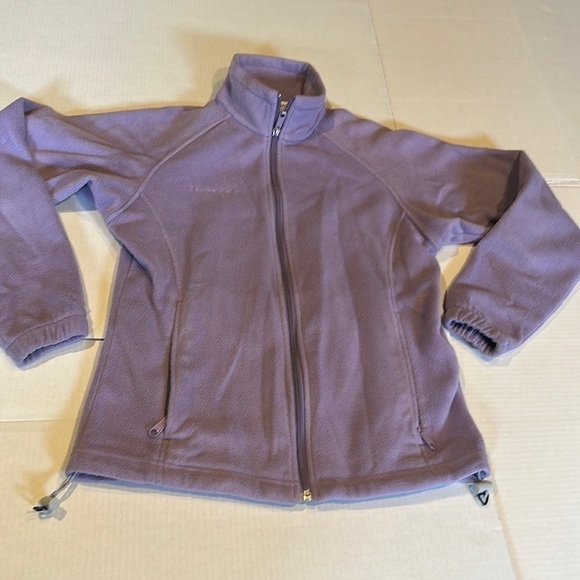 Sweaters - Columbia sportswear company lavender fleece w zip up front pockets bungee pulls